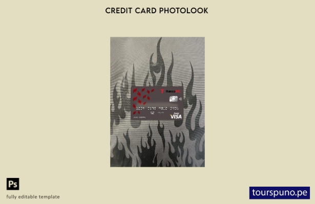 listo para imprimir Plantilla frontal de aspecto fotográfico de tarjeta visa b 5